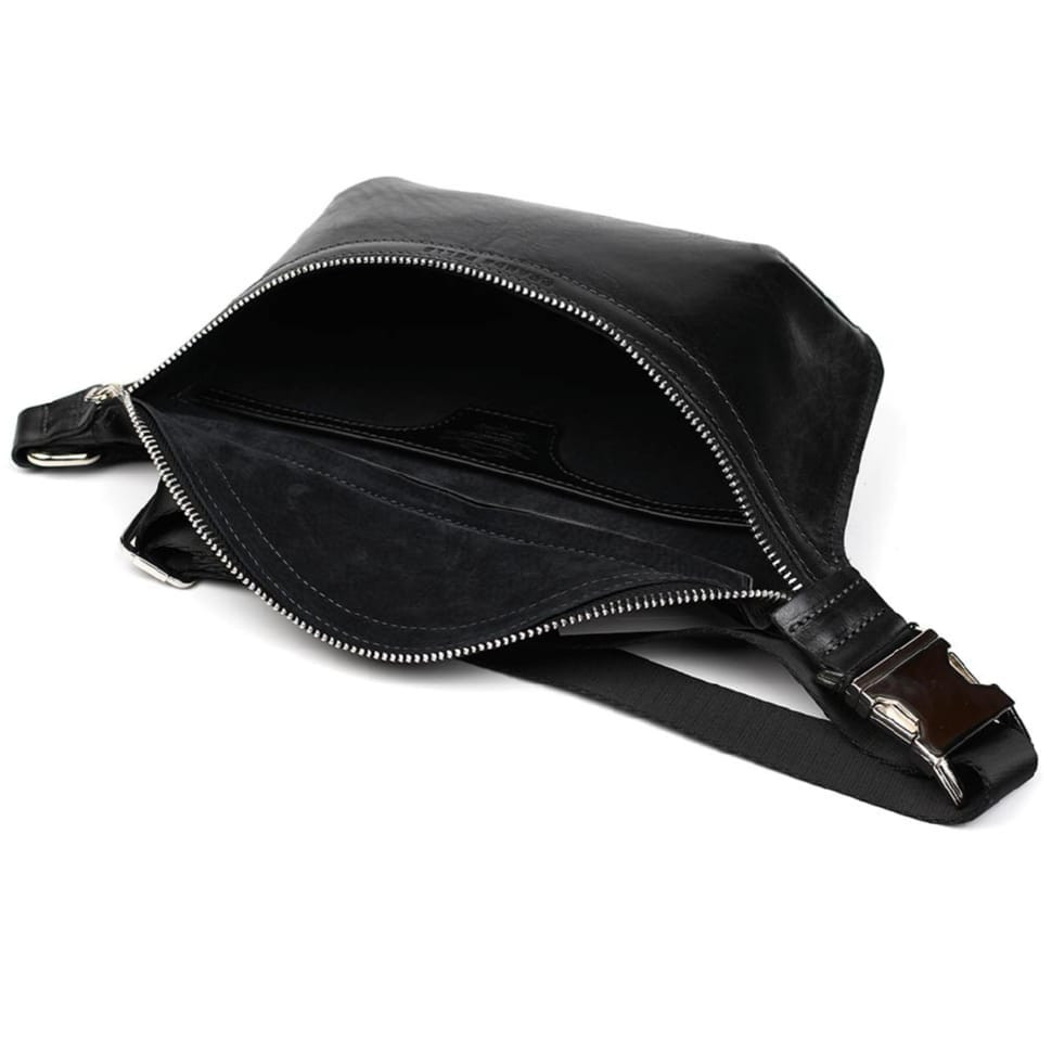 Кожаная напоясная сумка Grande Pelle 743610 черная — 2