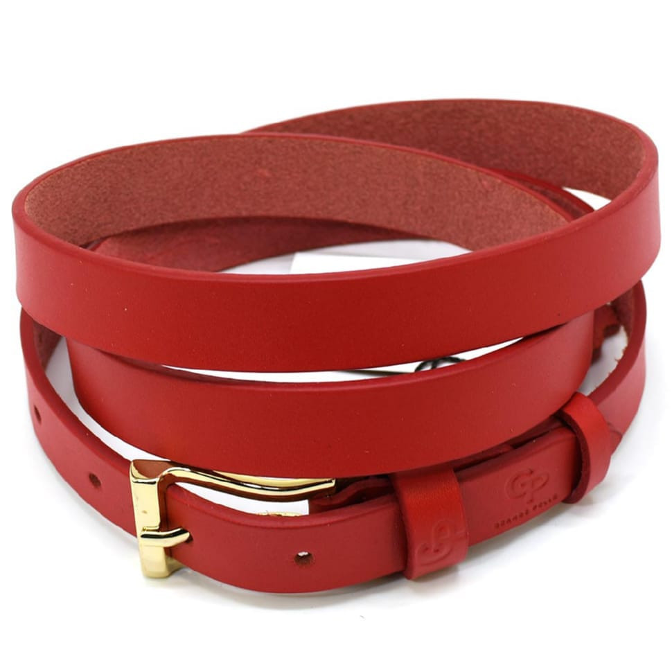 Ремень женский тонкий Grande Pelle 26070040033 в красном цвете — 2