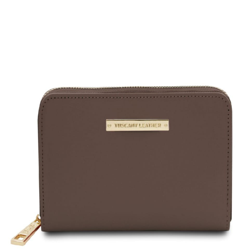 Кожаный кошелек на молнии Leda Exclusive Tuscany TL142320 (Темный серо-коричневый)