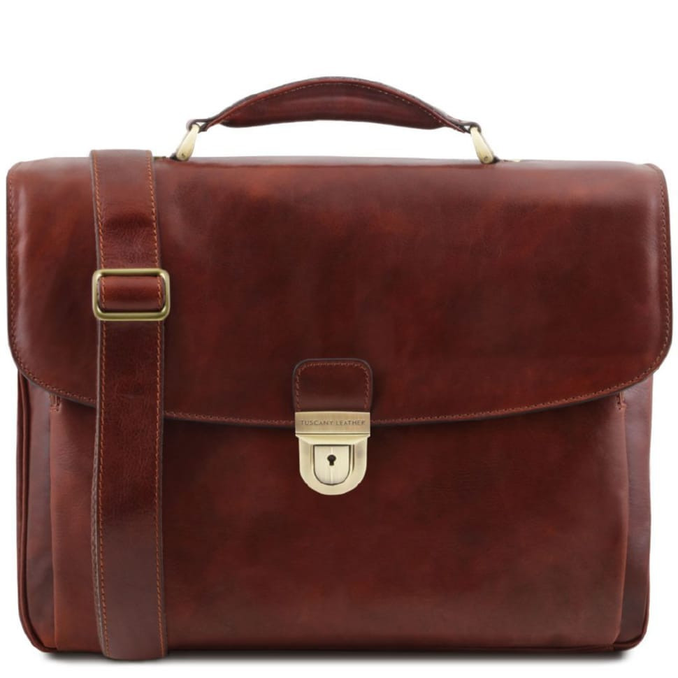 Кожаный мужской портфель мультифункциональный Alessandria Tuscany TL142067 (Коричневый) — 2