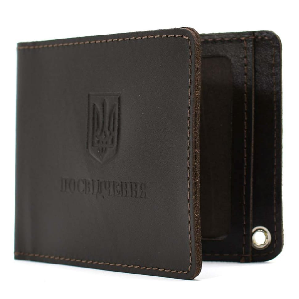 Кожаная обложка на удостоверение Limary lim-3989GC коричневая — 4