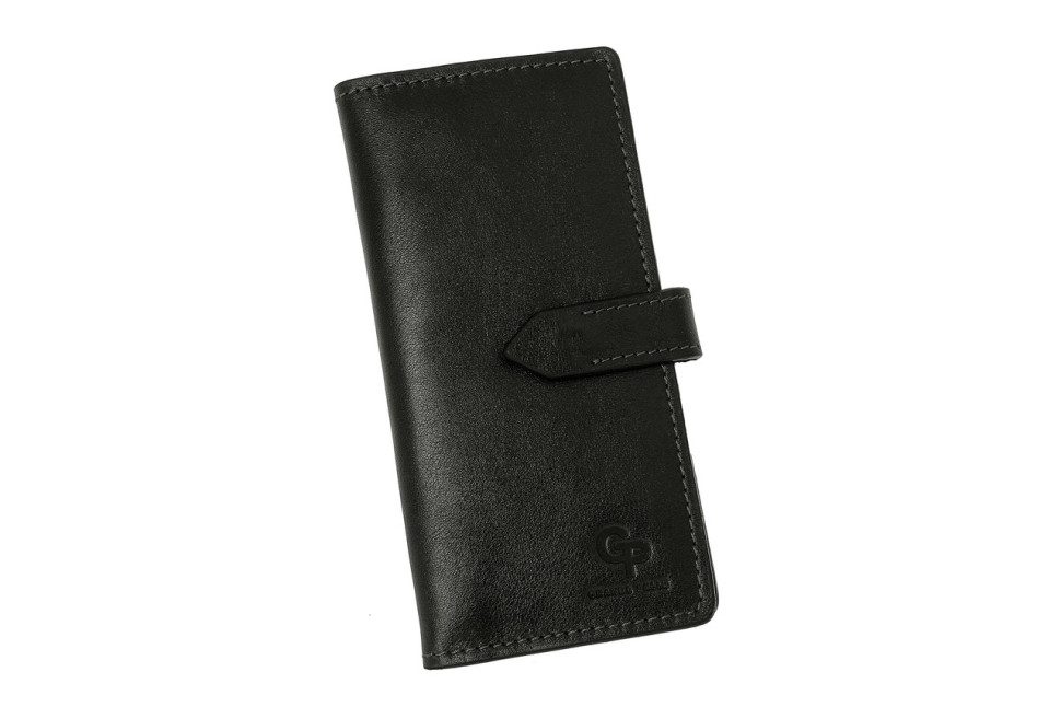 Длинное портмоне Grande Pelle 524610 глянцевая кожа черный — фото 1