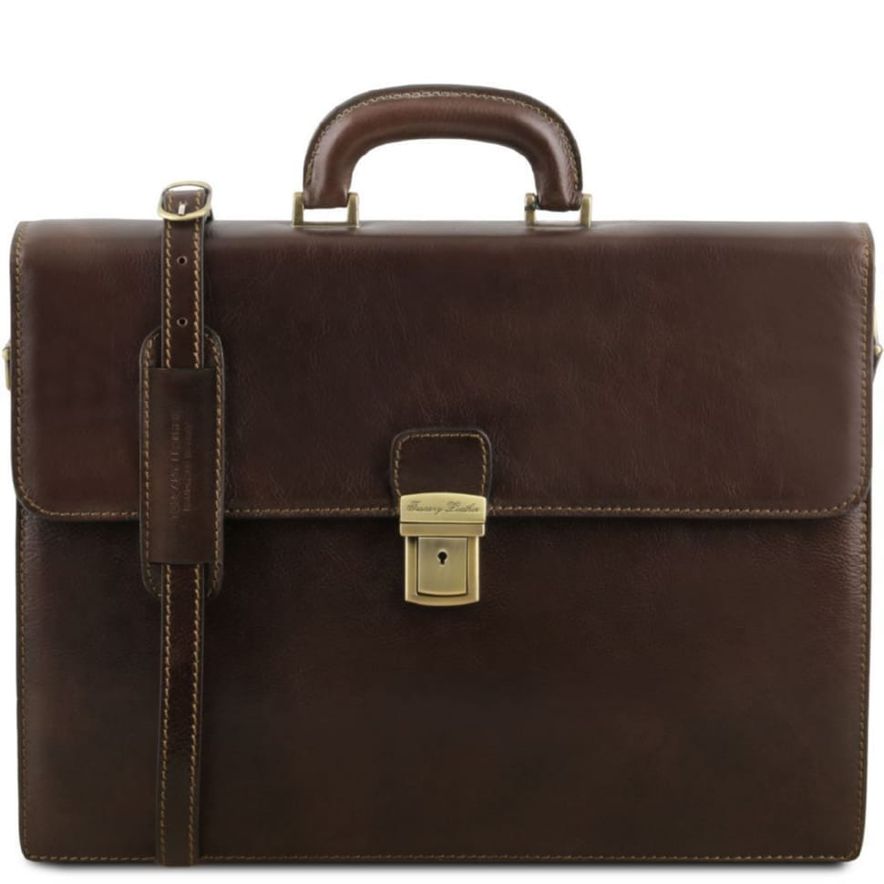 Кожаный портфель на два отделения для мужчин Tuscany Leather PARMA TL141350  (Темно-коричневый)