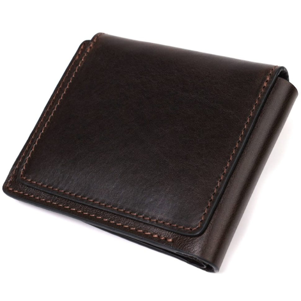 Мужское кожаное портмоне коричневое Grande Pelle 545620 — 3
