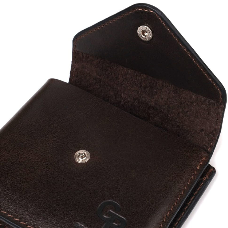 Мужское кожаное портмоне коричневое Grande Pelle 545620 — 4