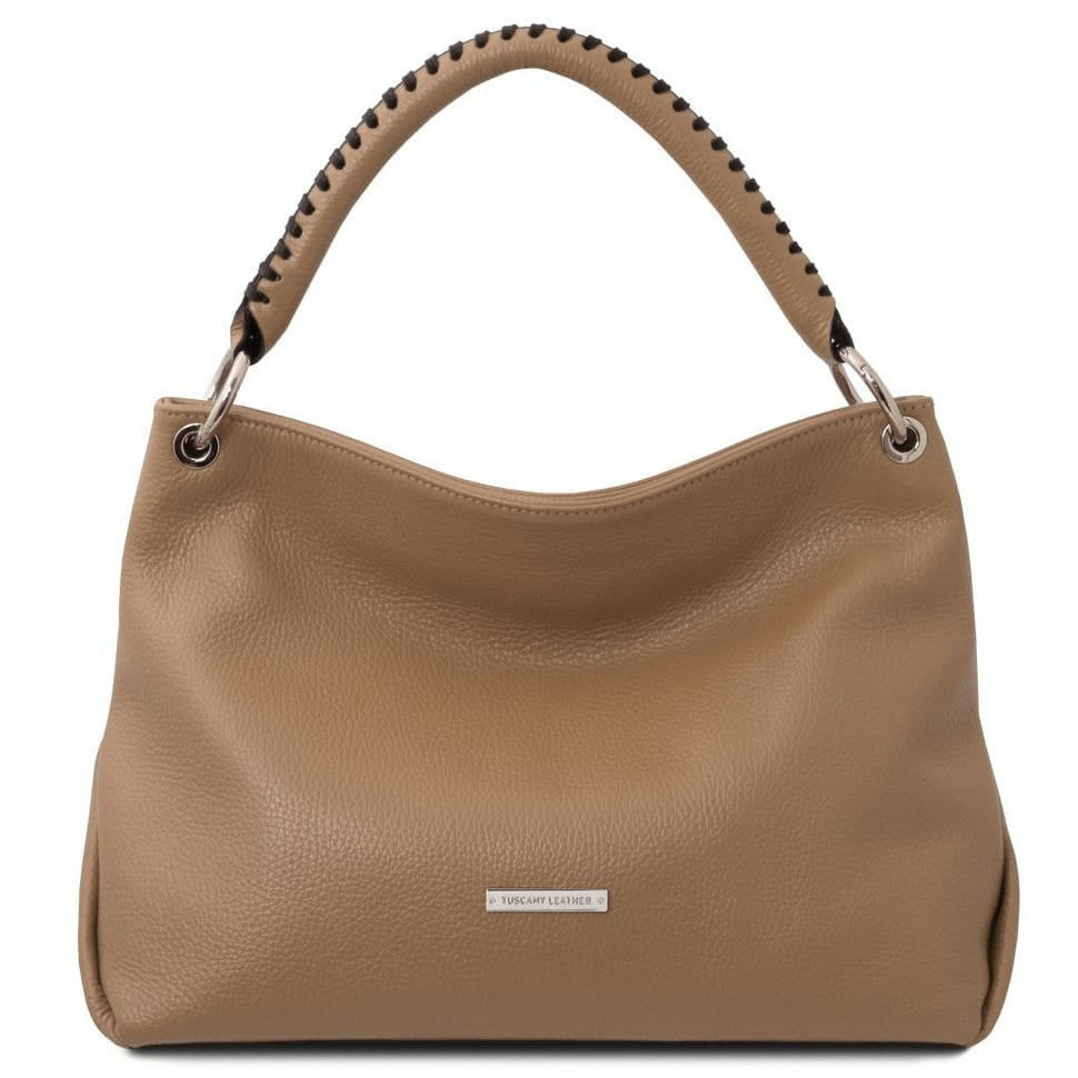 Сумка хобо кожаная итальянская Tuscany TL142087 (Taupe)