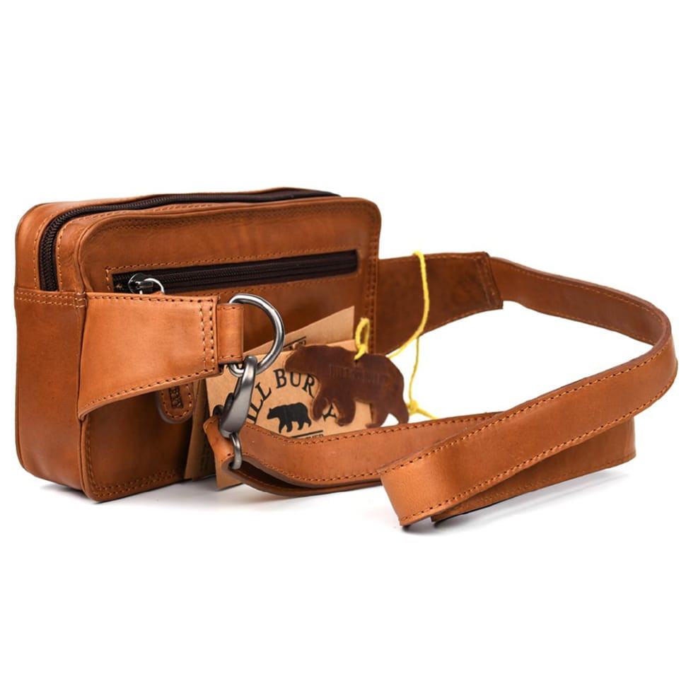 Поясная кожаная сумка (Германия) Hill Burry HB15095 рыжая — 4