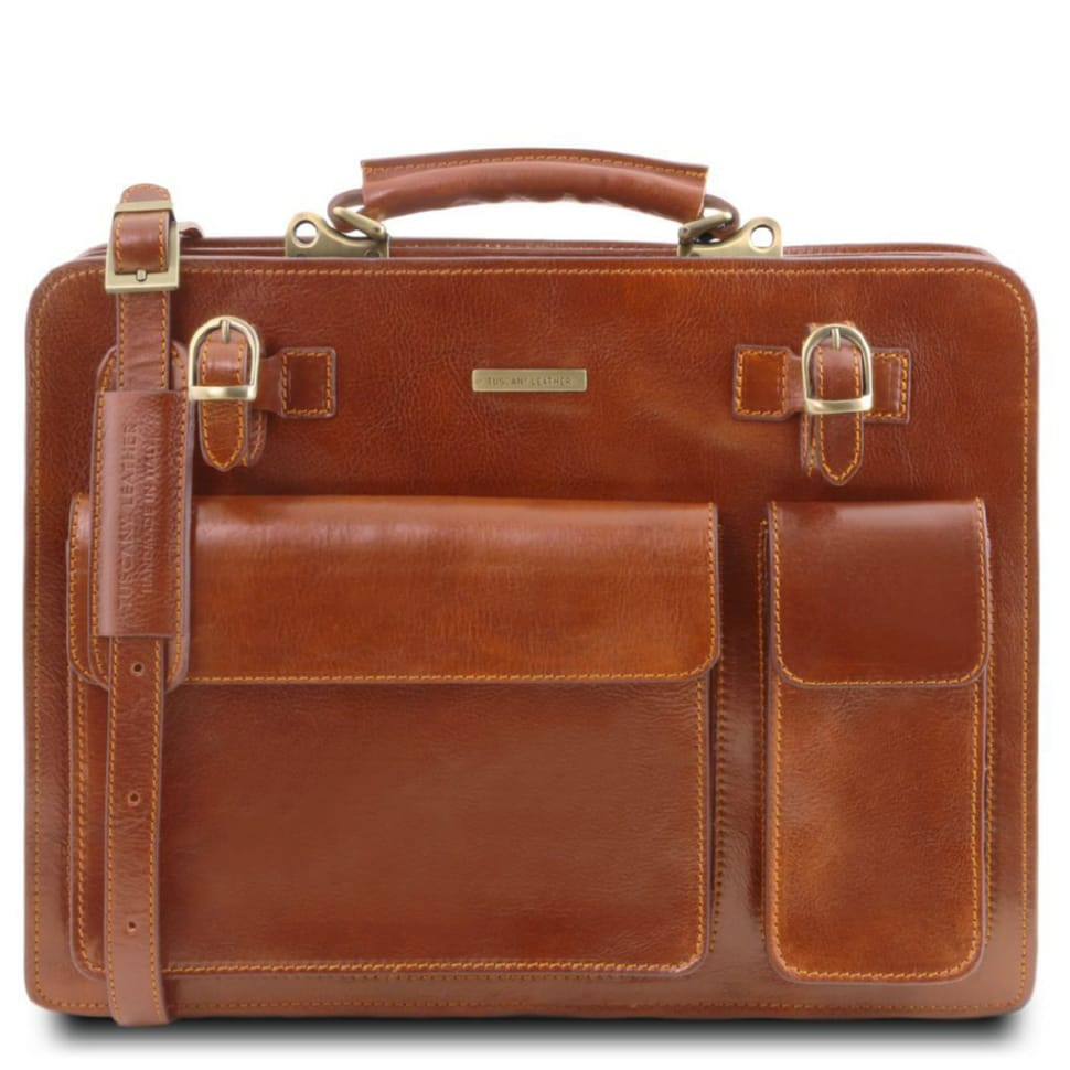 Мужской кожаный портфель 2 отделения Tuscany Leather Venezia TL141268 (Мед) — фото 1