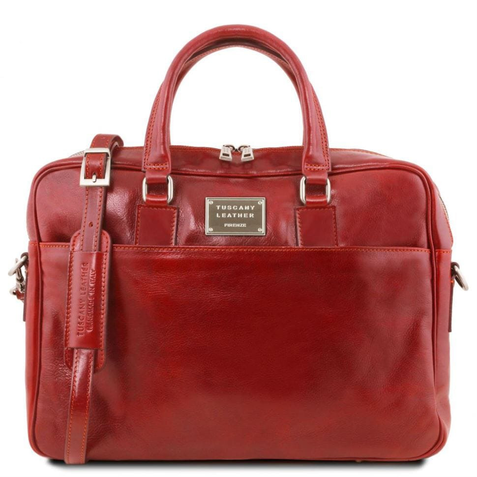 Кожаный портфель для ноутбука с передним карманом Tuscany Leather Urbino TL141241 (Красный) — 2