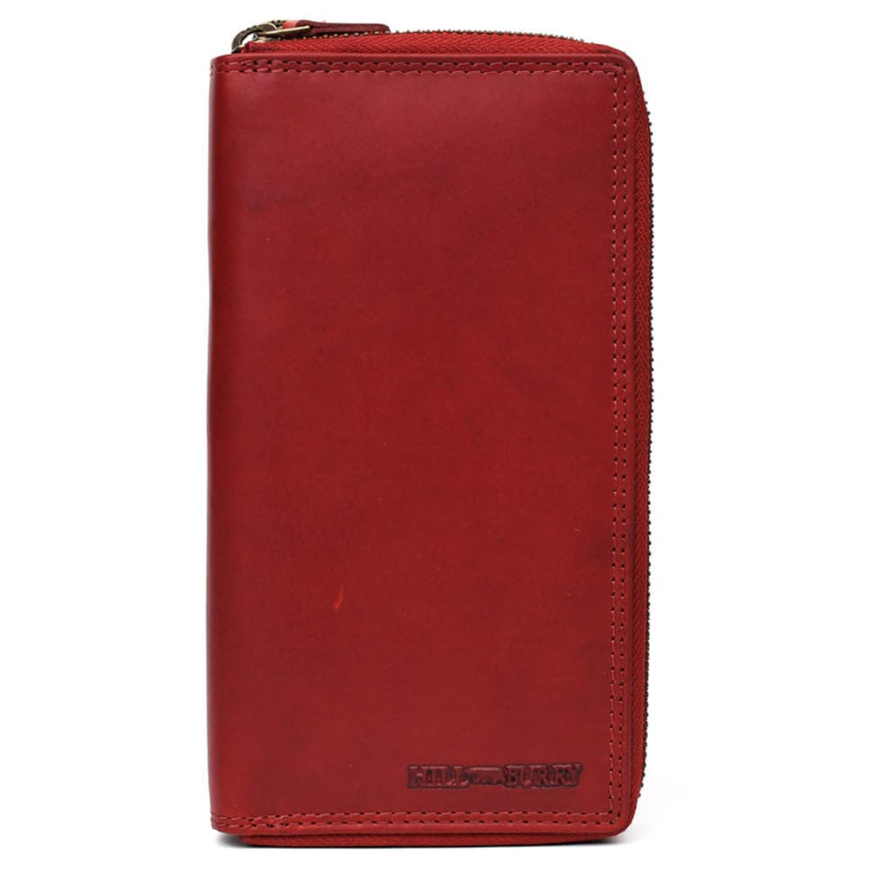 Кожаный мужской клатч красный Hill Burry HB3628R на два отделения — 3