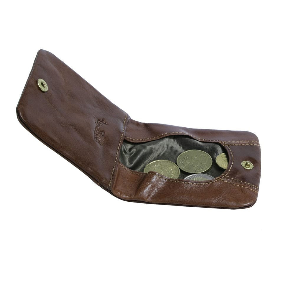 Монетница кожаная Italico 1636 cognac коньячный — 2