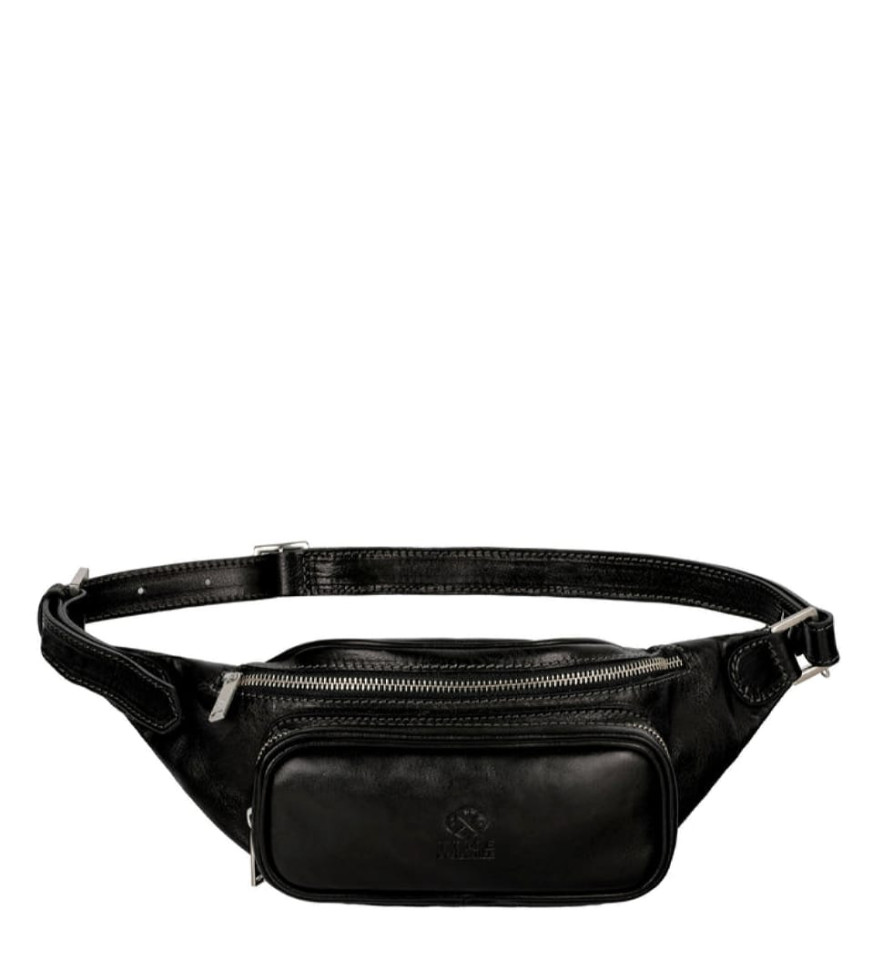 Женская кожаная сумка-слинг Belly Bag - Independent People - Черный цвет - Time Resistance 5225001W — 3
