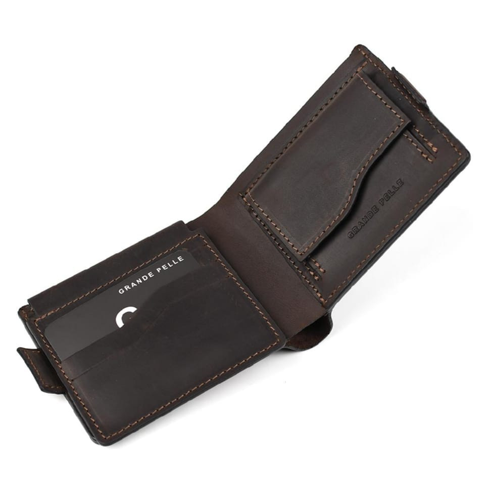 Кожаное портмоне Аmico Grande Pelle, коричневый крейзи хорс 515120 — 4
