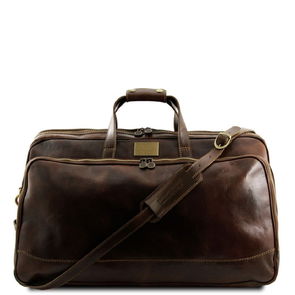 Кожаная дорожная сумка на колесах - Малый размер Tuscany Leather Bora Bora TL3065 (Темно-коричневый)