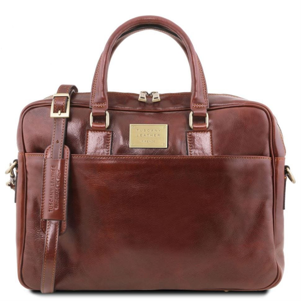 Кожаный портфель для ноутбука с передним карманом Tuscany Leather Urbino TL141241 (Коричневый) — 2