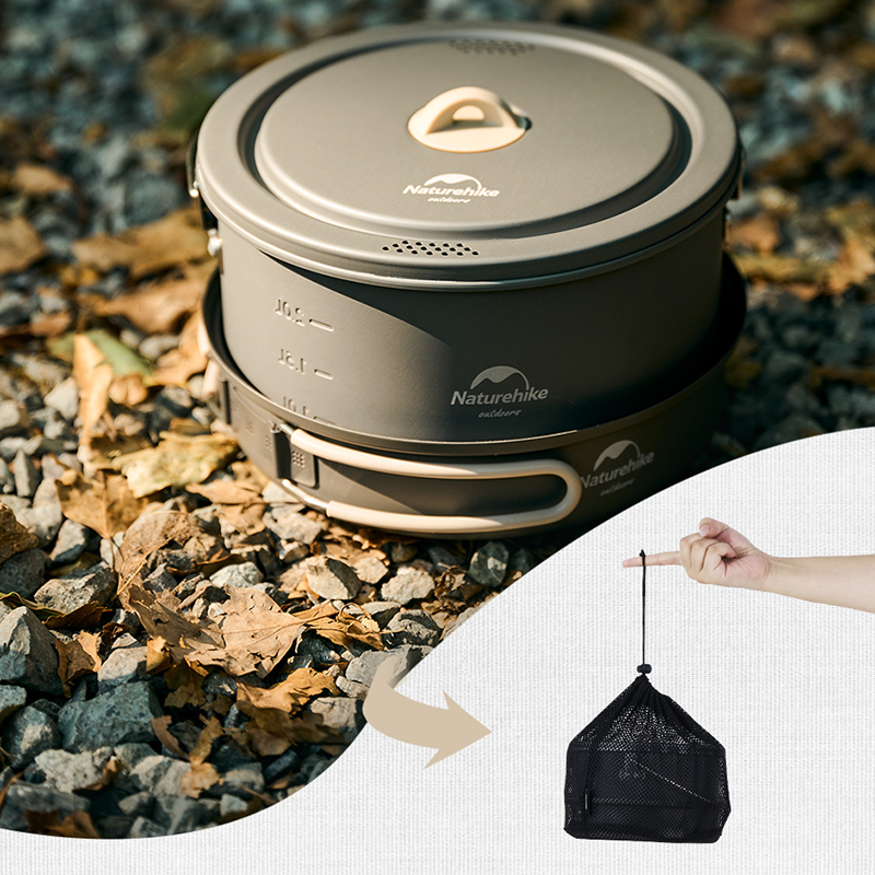 Набір посуду (2 каструлі, казанок, сковорідка) Naturehike CNH22CJ002, алюміній — 4
