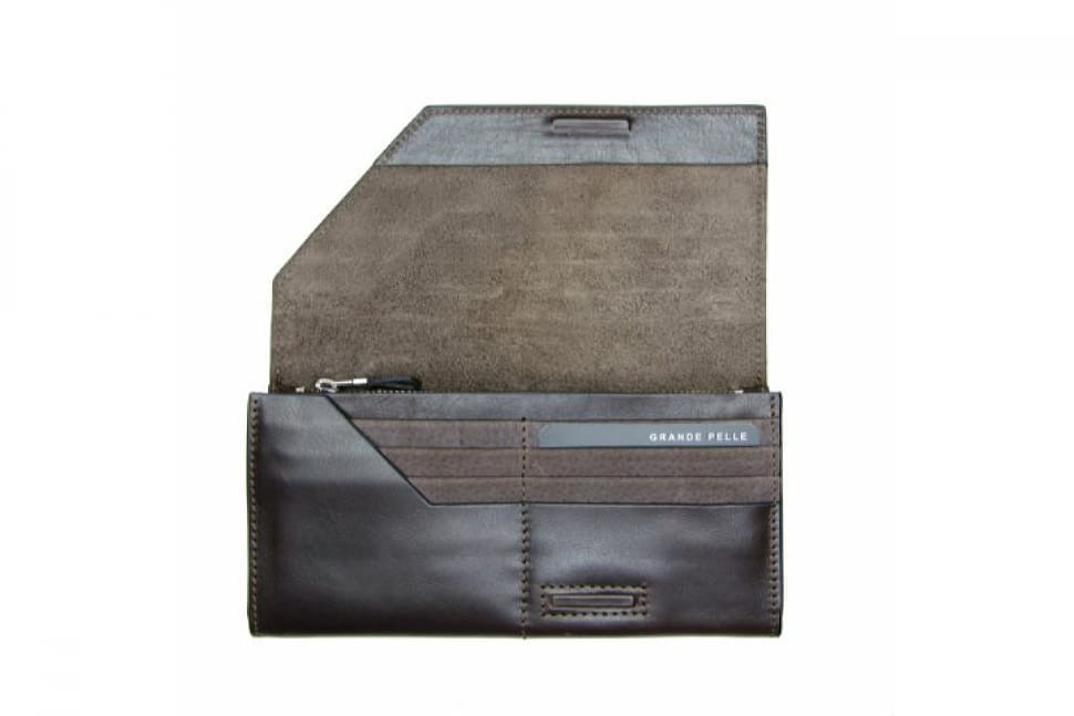 Портмоне Grande Pelle Festa 513620 мм глянцевая кожа шоколад — 2