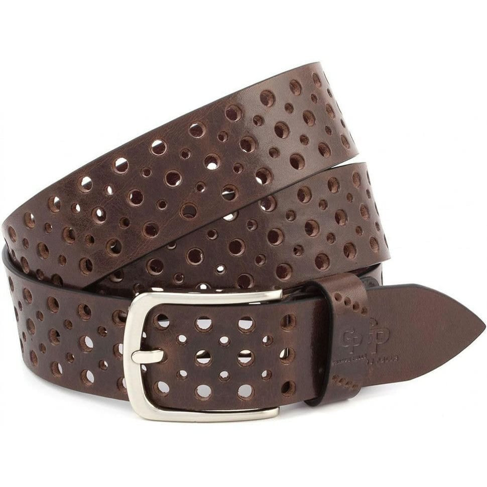 Перфорированный коричневый кожаный ремень Grande Pelle 411012308 — фото 1