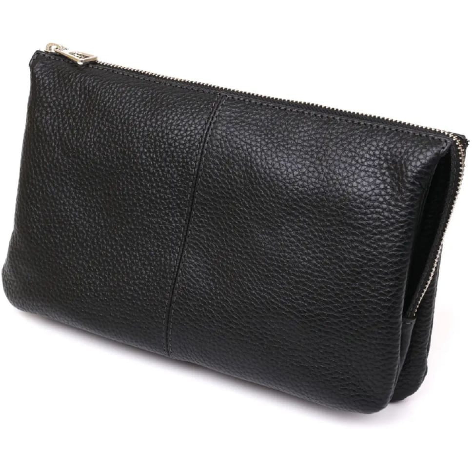 Барсетка мужская клатч 705710, черная фактурная кожа Grande Pelle — 3
