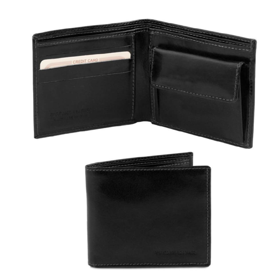 Эксклюзивный кожаный кошелек мужской с монетником Tuscany Leather TL140761 (Черный) — 2