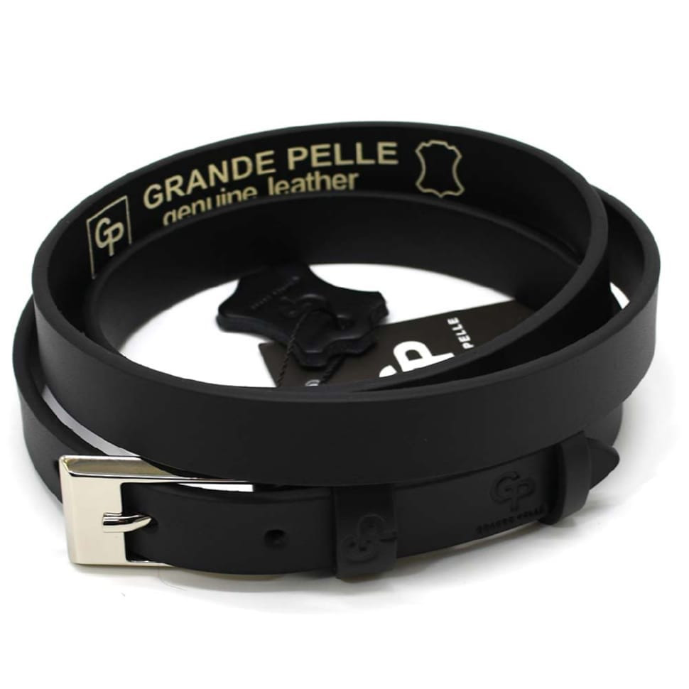 Ремень женский тонкий Grande Pelle 210300300 в черном цвете — 3