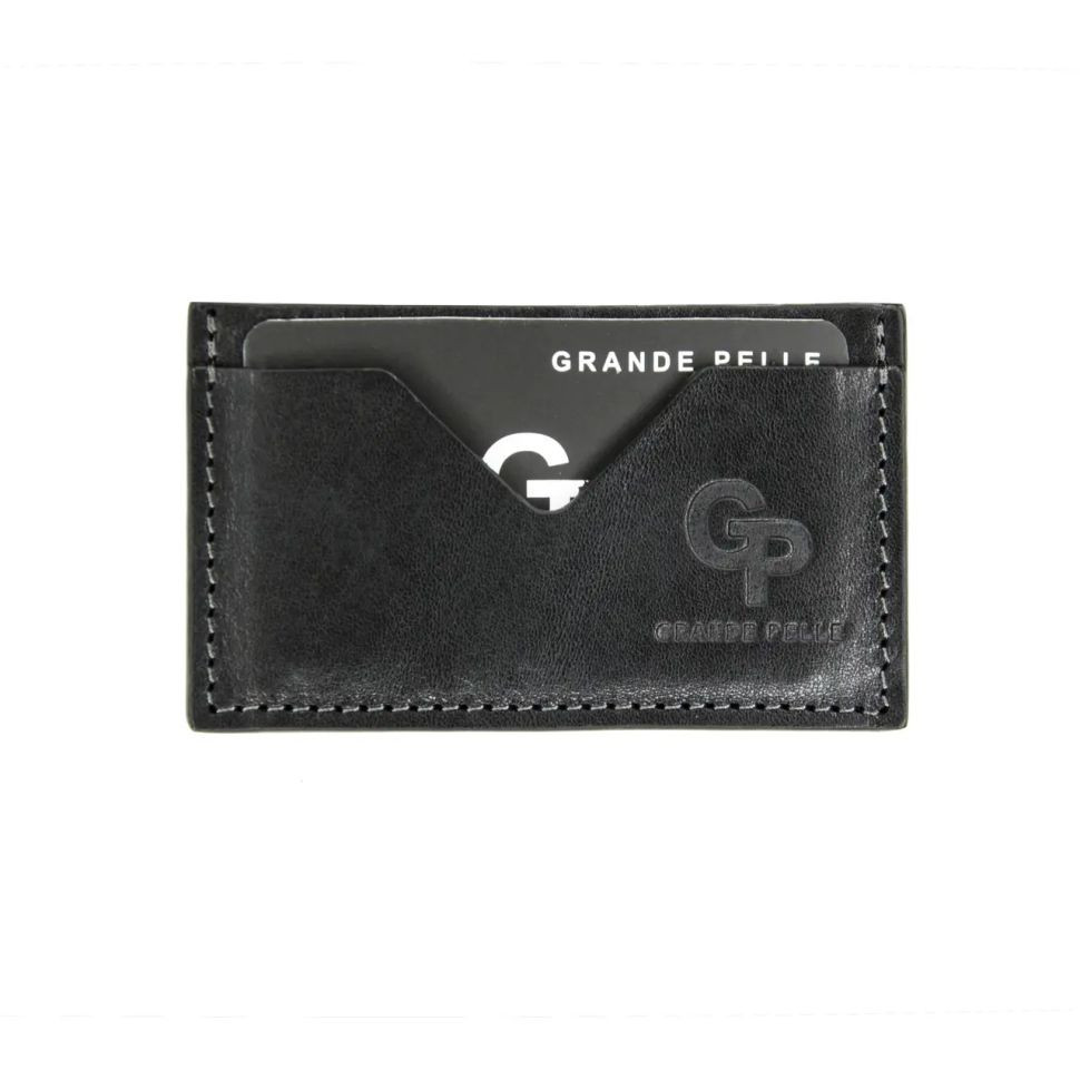 Кардхолдер Grande Pelle 300610 черная гладкая кожа — 3