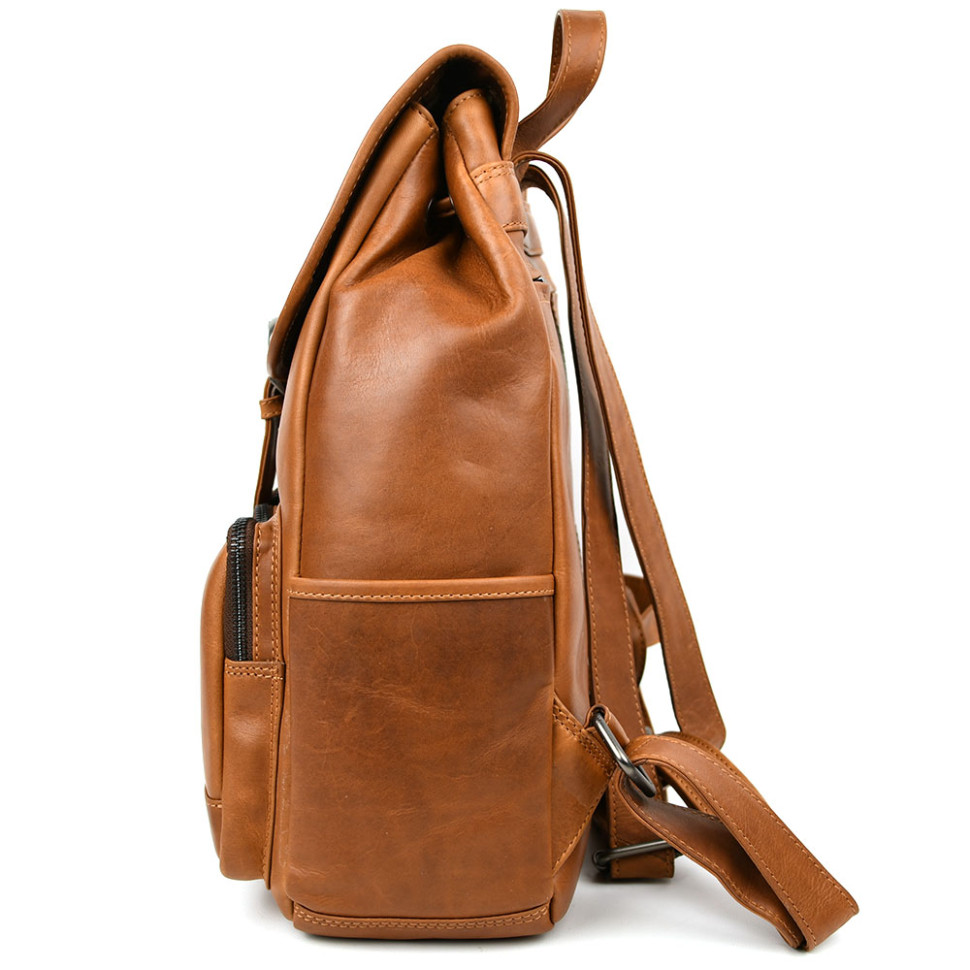 Городской кожаный рюкзак HILL BURRY HB4066B рыжий — 4