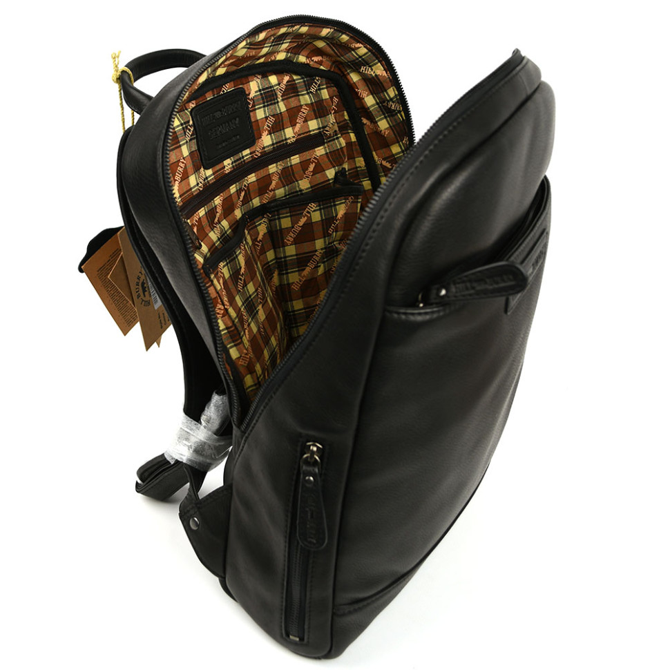 Городской кожаный рюкзак HILL BURRY HB15295A черный — 2