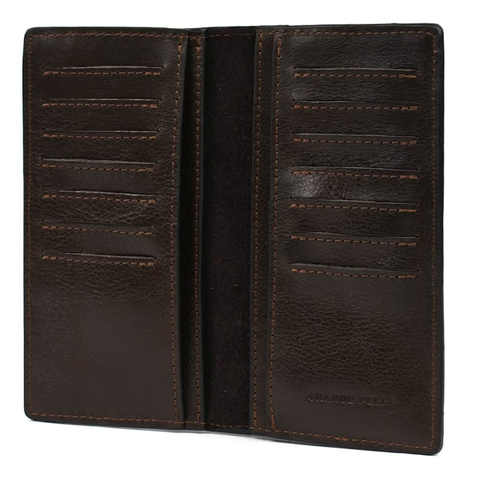 Длинное портмоне Grande Pelle 522620 глянцевая кожа коричневое — 2