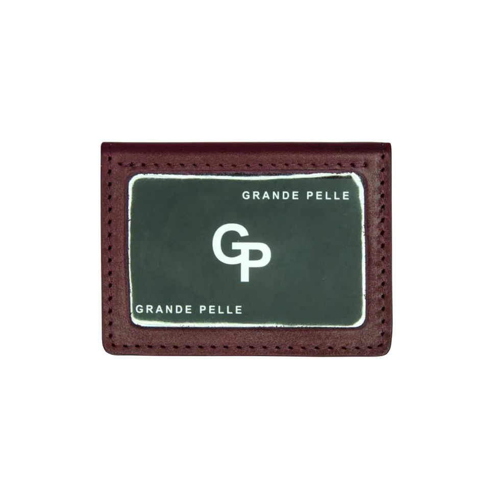 Кожаная обложка на права ID паспорт, удостоверение Grande Pelle 211661 бордовая — 2