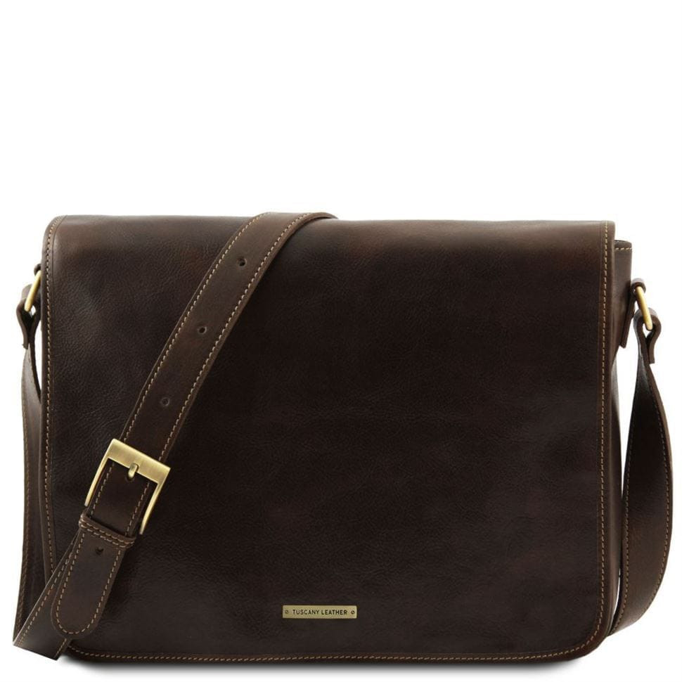 Мужской кожаный мессенджер Tuscany Leather Messenger Double TL90475 (Темно-коричневый)
