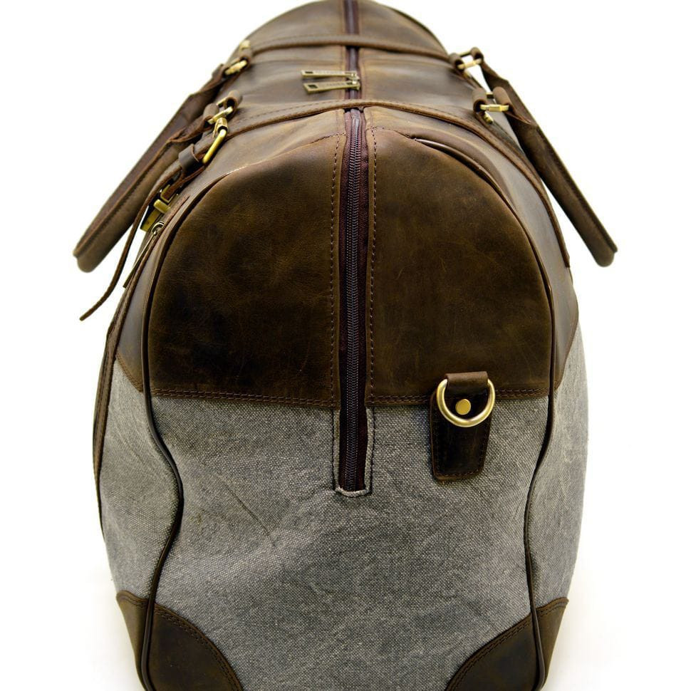 Дорожная сумка-баул из кожи Crazy Horse и ткани Canvas RGj-1633-4lx TARWA — 2