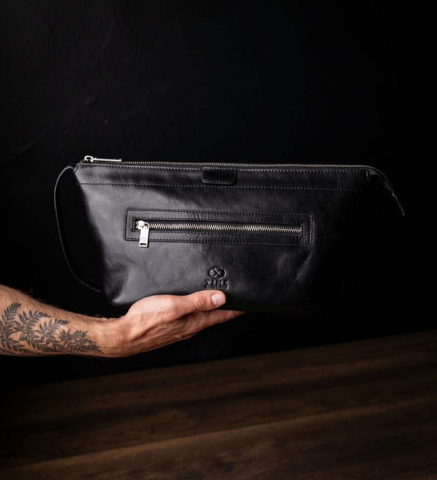 Женская кожаная косметичка Dopp Kit - Ragtime -  Черный цвет - Time Resistance 5244101W — 2