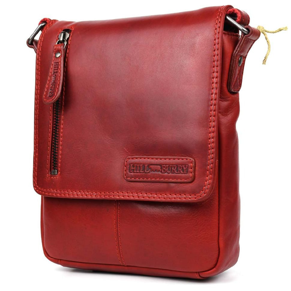 Мужской кожаный красный мессенджер HILL BURRY HB3069sR — 3