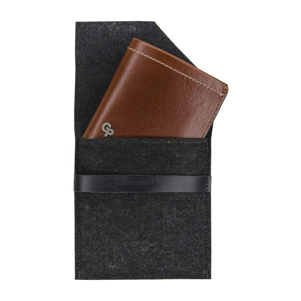 Кожаное портмоне Grande Pelle 550623 глянцевая кожа коньяк — 3