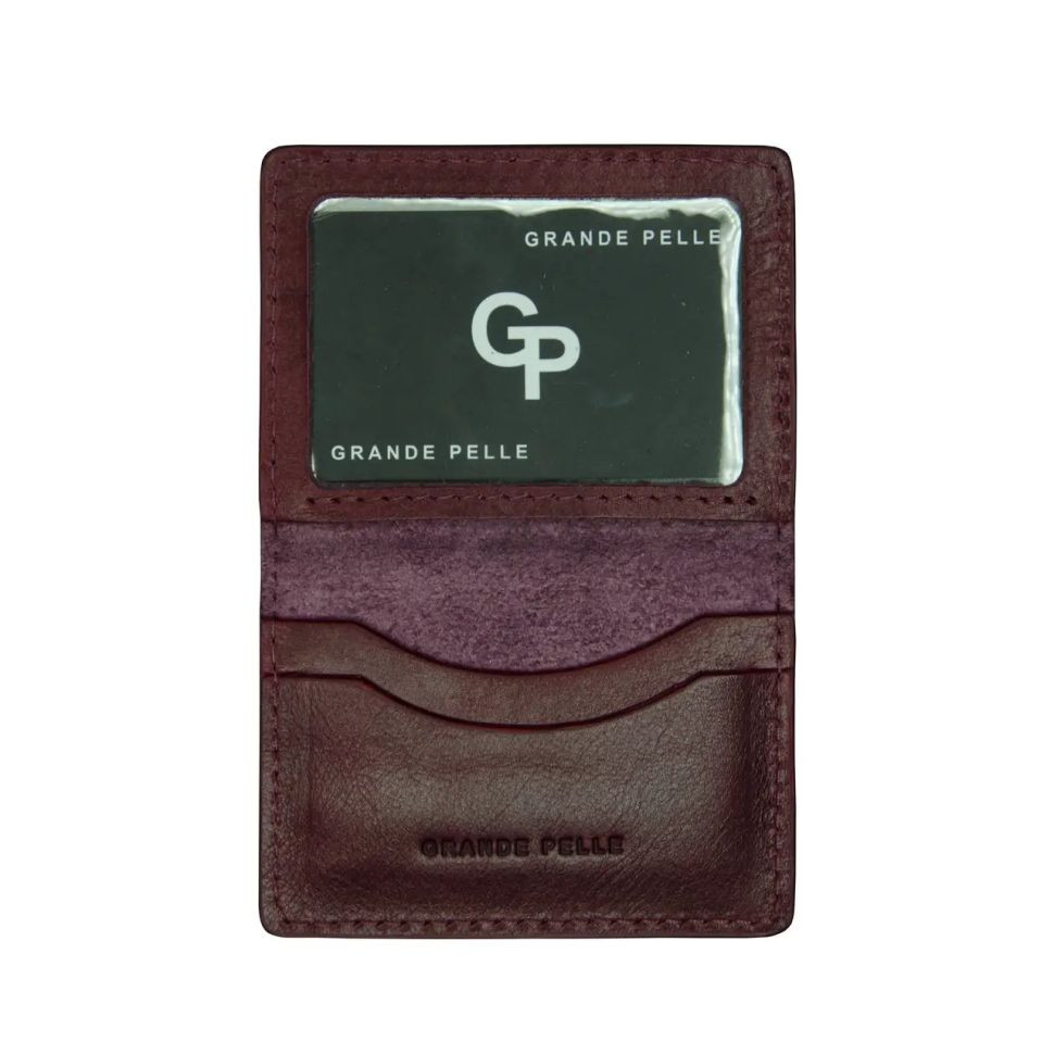 Кожаная обложка на права ID паспорт, удостоверение Grande Pelle 211661 бордовая — 3
