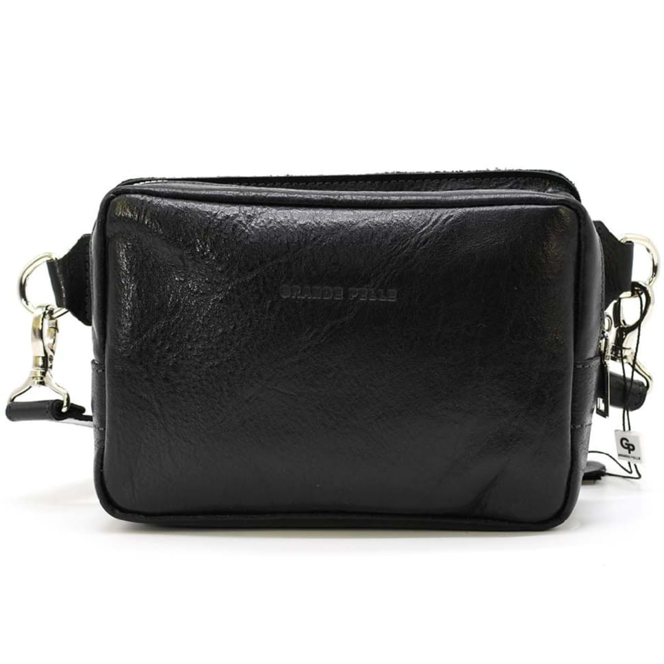 Кожаная напоясная сумка Grande Pelle 740410 черная — 3