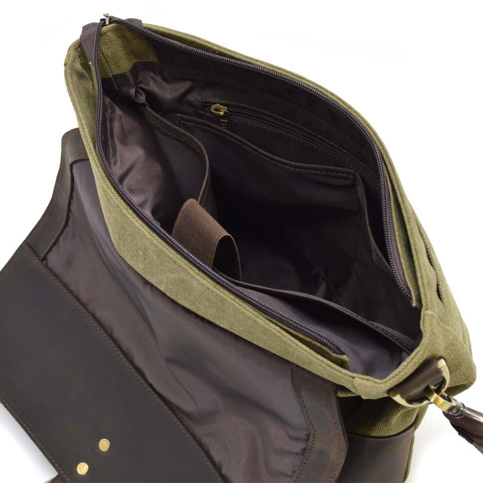 Сумка через плечо из парусины хакки и лошадиной кожи RCh-6600-4lx TARWA — 2