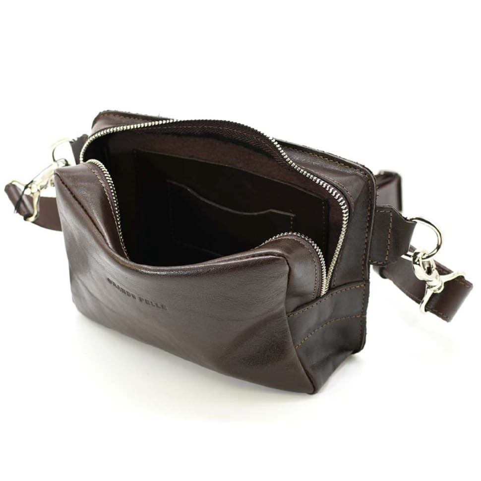 Кожаная напоясная сумка Grande Pelle 740420 кофейная — 2
