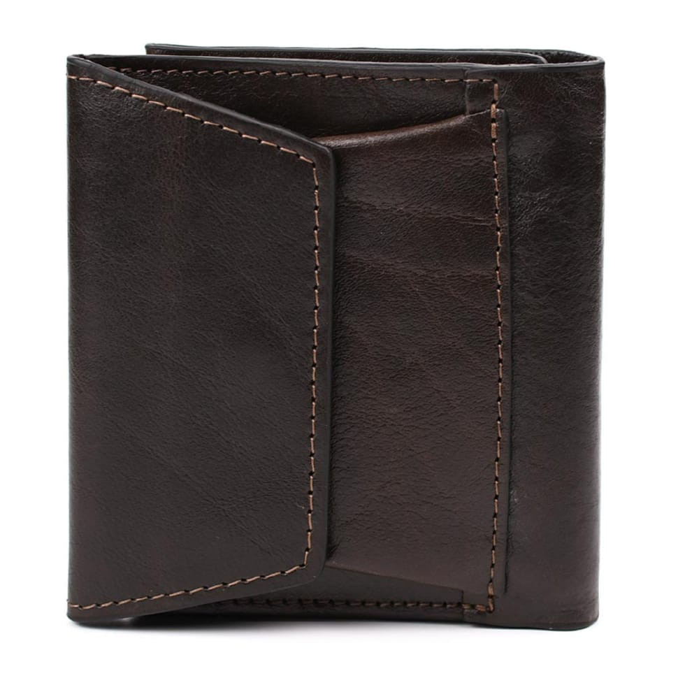 Небольшое мужское кожаное портмоне Grande Pelle 502420 коричневое — 4