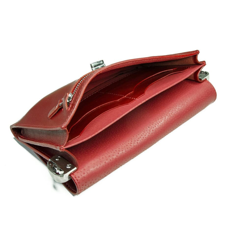 Женский клатч Grande Pelle 701660 223х135х30 мм глянцевая кожа  красный — 2