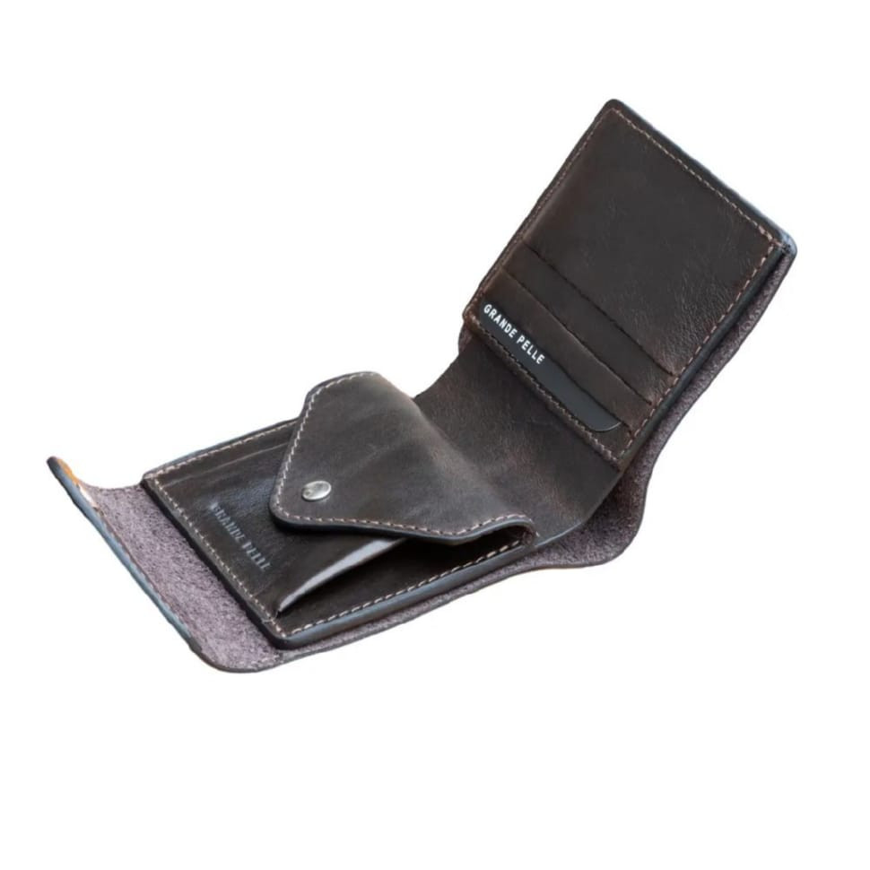 Мужское кожаное портмоне коричневое Grande Pelle 546620 — 4