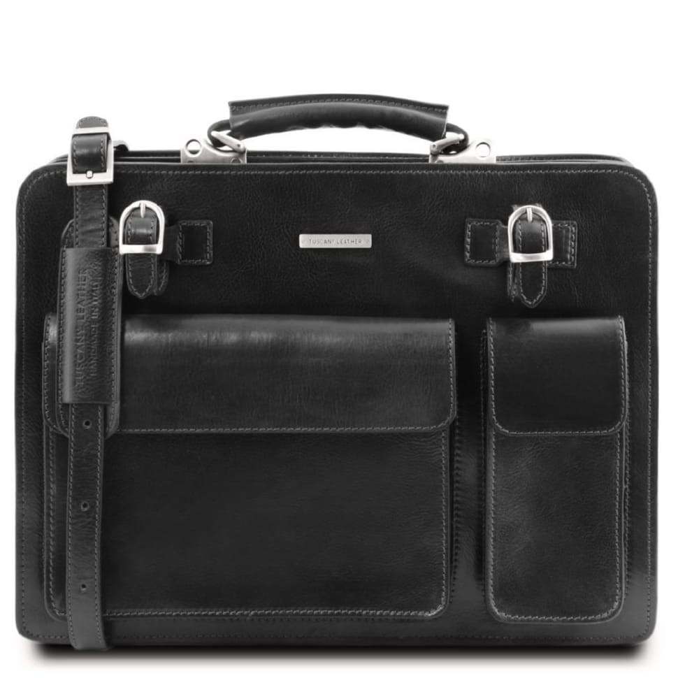 Мужской кожаный портфель 2 отделения Tuscany Leather Venezia TL141268 (Черный) — 2