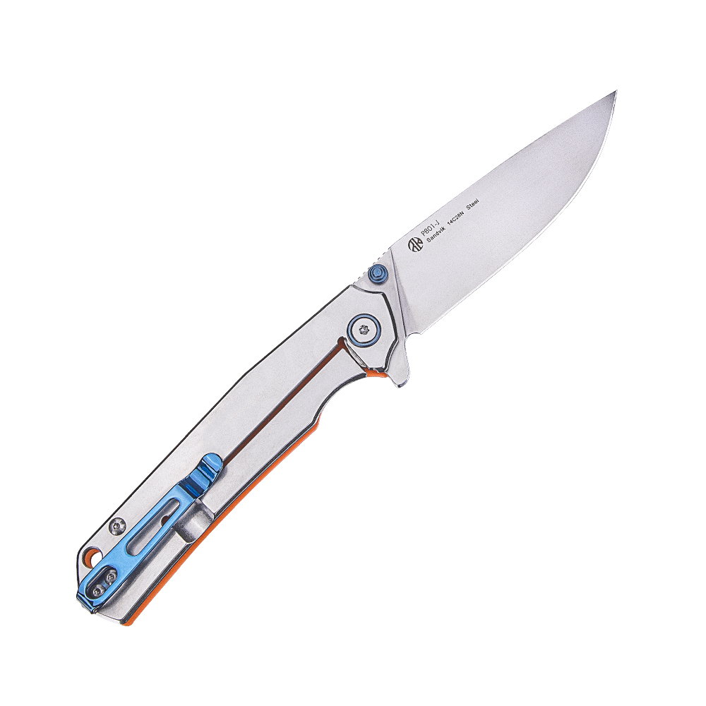 Ніж складаний туристичний Ruike P801-J, (8.6 см) 14C28N /  G10 помаранчевий — 3