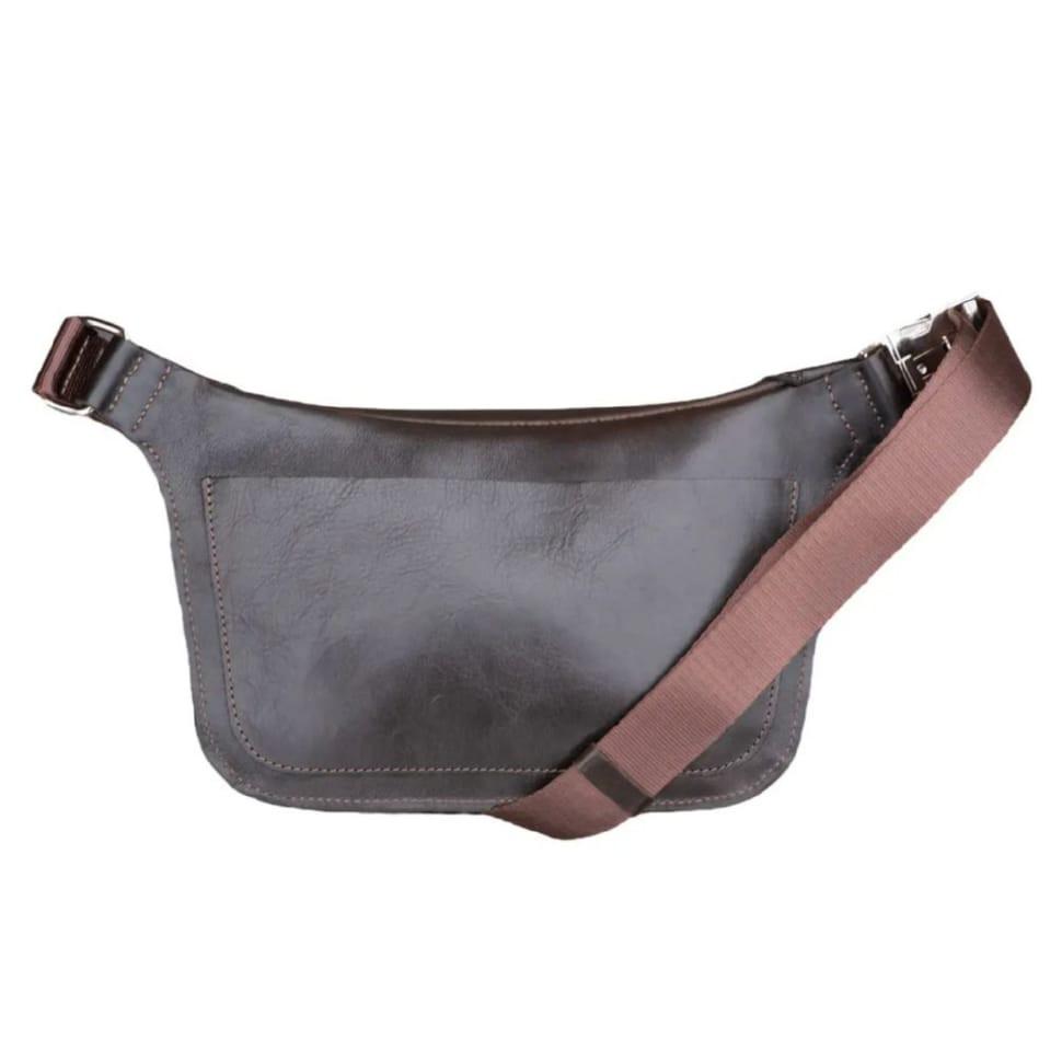 Кожаная напоясная сумка Grande Pelle 743620 коричневая — 3