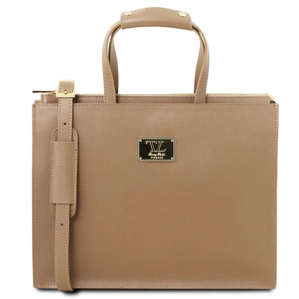 PALERMO - Женский кожаный портфель Tuscany Leather TL141369 (Карамель) — фото 1