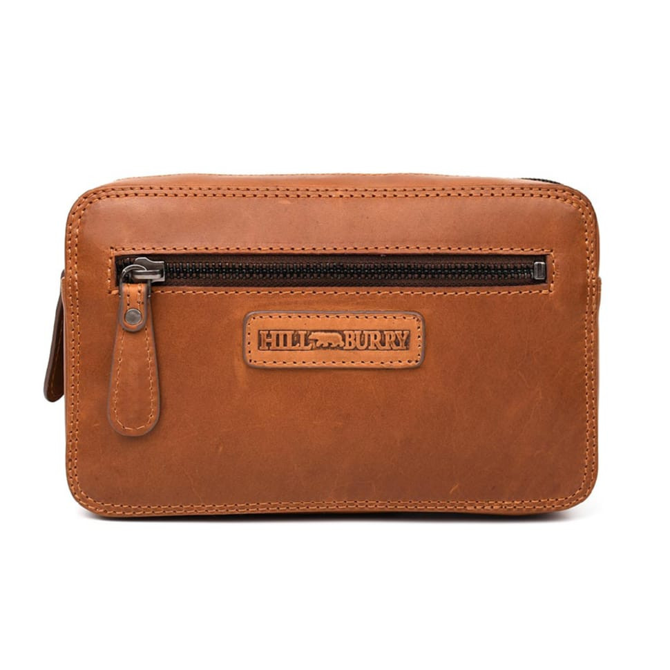 Поясная кожаная сумка (Германия) Hill Burry HB15095 рыжая — 3