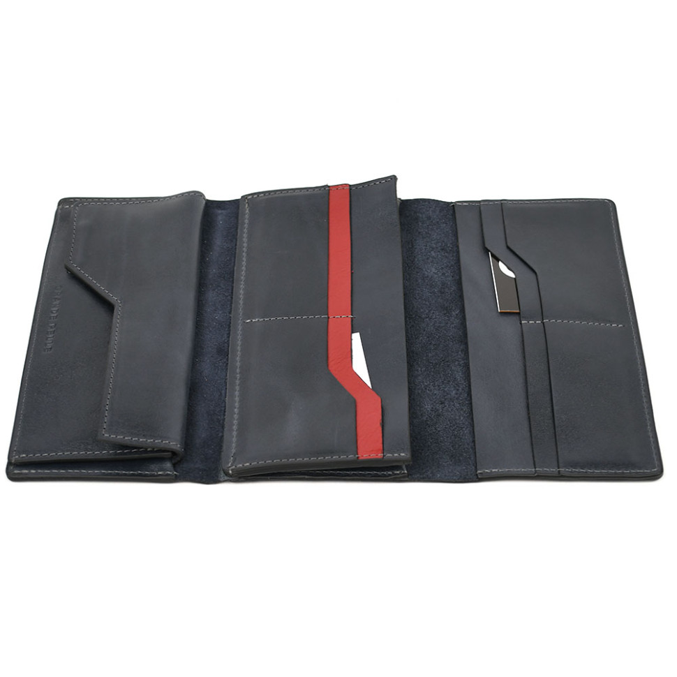 Портмоне Grande Pelle 533670 глянцевая кожа синее — 4
