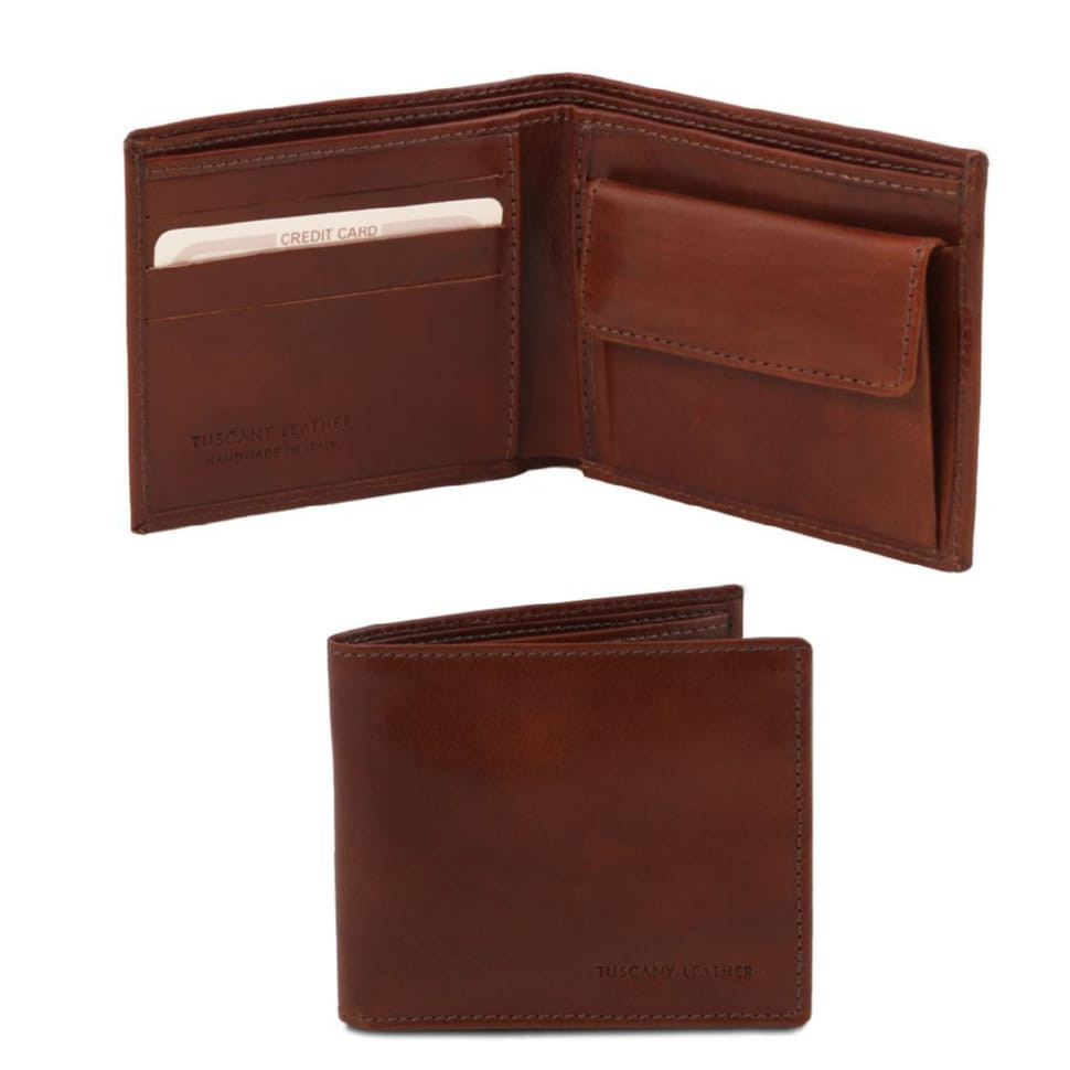 Эксклюзивный кожаный кошелек мужской с монетником Tuscany Leather TL140761 (Коричневый)
