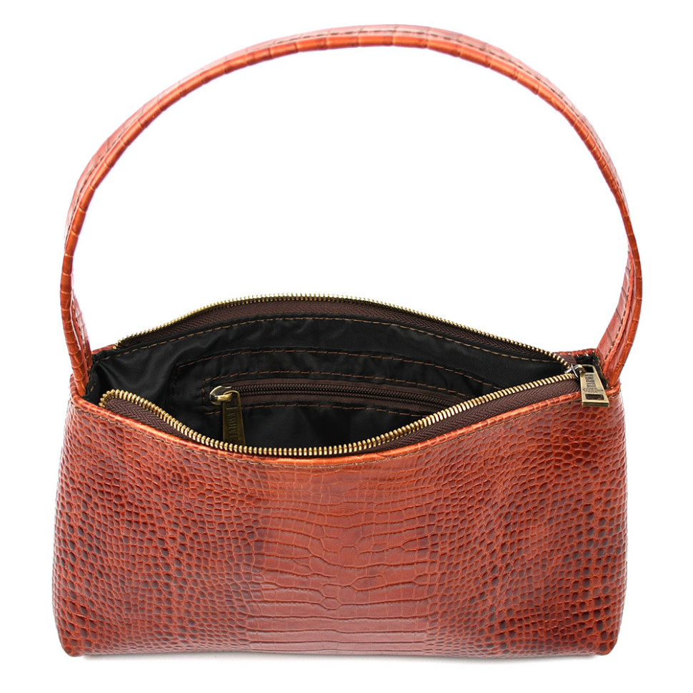 Кожаная женская сумка хобо TARWA GBcroc-hobo-4lx с принтом под рептилию — 3